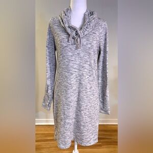 Heather Gray Funnel Neck Sweatshirt Mini Dress with Thumbhole Sleeve, Size S